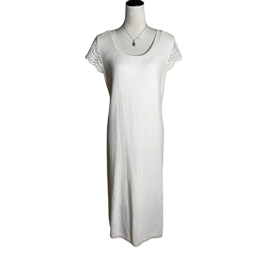 Lane‎ Bryant Cap Sleeve Knit Lined Sweater Shift Dress in Birch Cream Sz 22/24